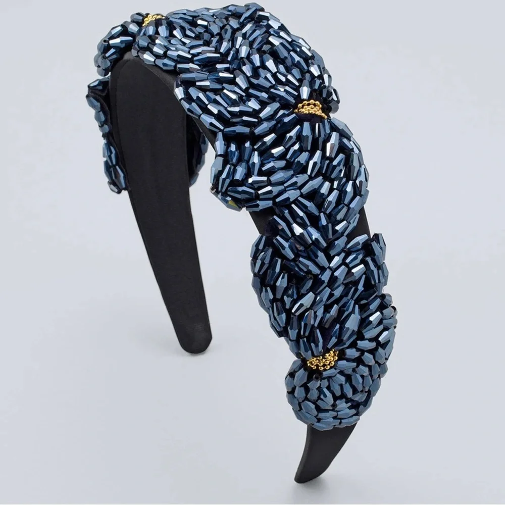 NWT White House Black Market WHBM Navy Blue Beaded Headband